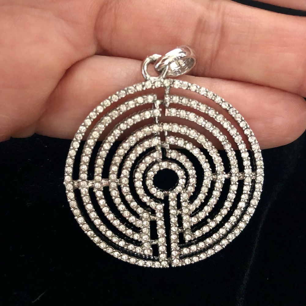 Lia Sophia Pendant - Cubic Zirconia diamond disc.4cm round. chain not included.